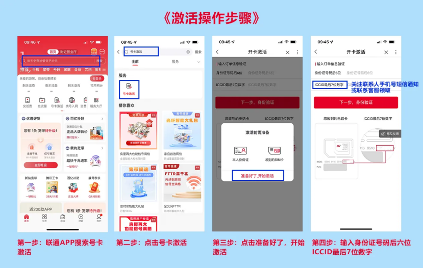 中国联通激活流程图