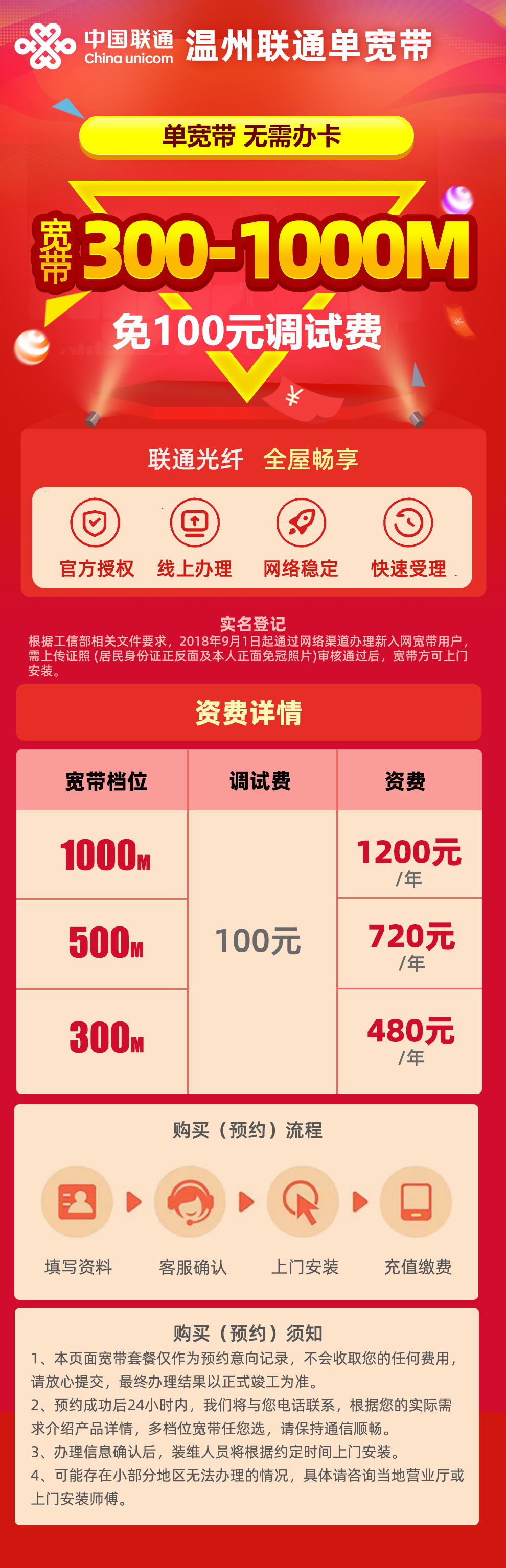 温州联通单宽带